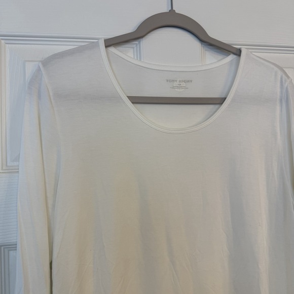Tory Burch Sport T-Shirt Womens LG White Hi/Lo Modal Long Sleeve Stretch Layer - Picture 7 of 10